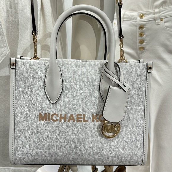 Michael Kors Mirella Small Signature Logo Shopper Top Zip Crossbody XBODY Bag MK - Picture 12 of 16